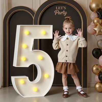 3FT Marquee Numbers, Light Up Numbers 5 for 5th 15th 50th Birthday Decorations, Big Numbers for Party Decorations, Large Light Up Numbers for Party Decor DIY Pre-Cut Foamboad Mosaic Numbers