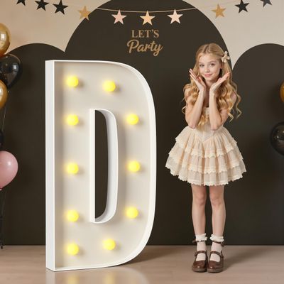 Mixifox Marquee Letters 4 Feet Tall, 4FT Large Light up Letters D, Big Sign D with Warm White Light for Birthday Wedding Proposal Engagement Graduation Party Backdrop Decorations