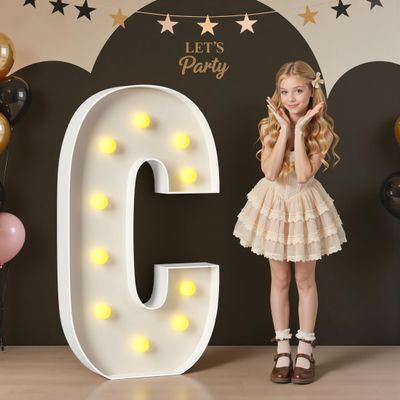 Mixifox Marquee Letters 4 Feet Tall, 4FT Large Light up Letters C, Big Sign C with Warm White Light for Birthday HOCO Wedding Proposal Engagement Graduation Party Backdrop Decorations