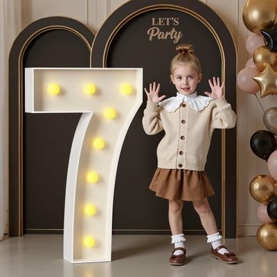 3FT Marquee Numbers, Light Up Numbers 7 for 7th 27th 70th Birthday Decorations, Big Numbers for Party Decorations, Large Light Up Numbers for Party Decor DIY Pre-Cut Foamboad Mosaic Numbers