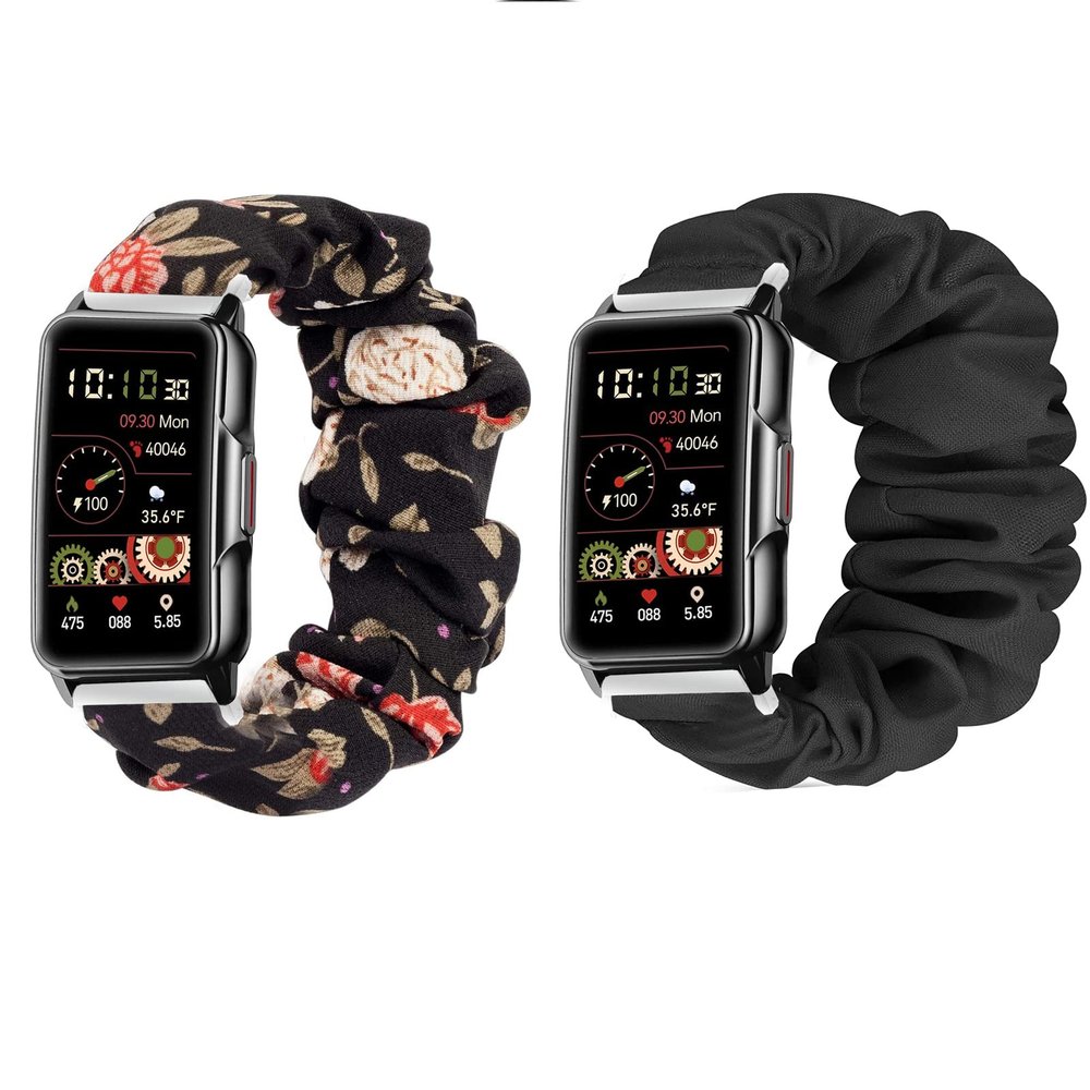 Compatible with Mindrose Smart Watch Bands, Lamshaw Fabric Elastic Scrunchie Elastic Watch Band Women Cute Replacement Straps Compatible with Mindrose H80 1.47 inch Smart Watch Fitness Tracker (2