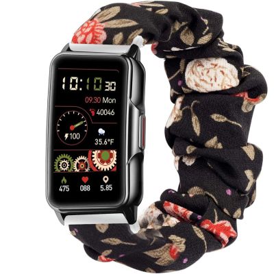 Compatible with Mindrose Smart Watch Bands, Lamshaw Fabric Elastic Scrunchie Elastic Watch Band Women Cute Replacement Straps Compatible with Mindrose H80 1.47 inch Smart Watch Fitness Tracker (Black