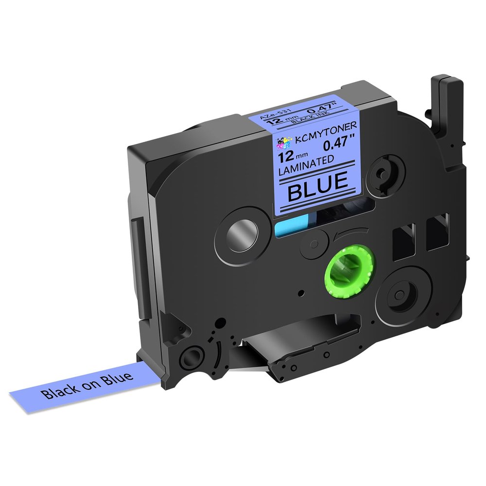 KCMYTONER 1 Pack Compatible for P-Touch TZE531 TZE-531 12mm 0.47 Black on Blue Laminated Label Tape for PT-D200 PT-D200G PT-D210 PT-1090 PT-1190 PT-1230PC Label Maker Refills
