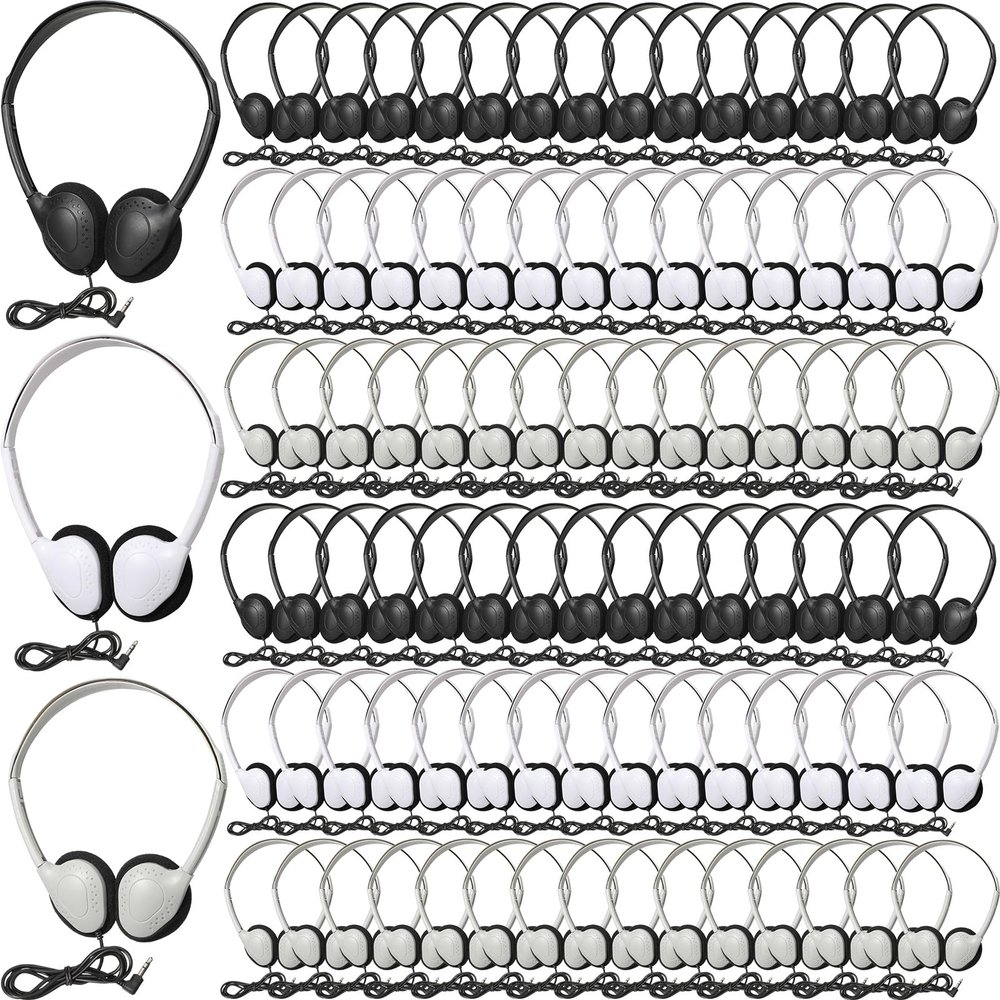 Kanayu 150 Pcs Class Set Headphones for Kids Bulk Student Classroom School Wire Headsets Adjustable School Earphones on Ear with 3.5mm Jack for Youth Adults for Online Learning Adults