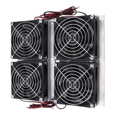 12V 240W Thermoelectric Cooler, Semiconductor Refrigeration Thermoelectric Peltier 4 Chips Cold Plate and 4 Cooling Fans for Cooling Test Bench, Flat Product
