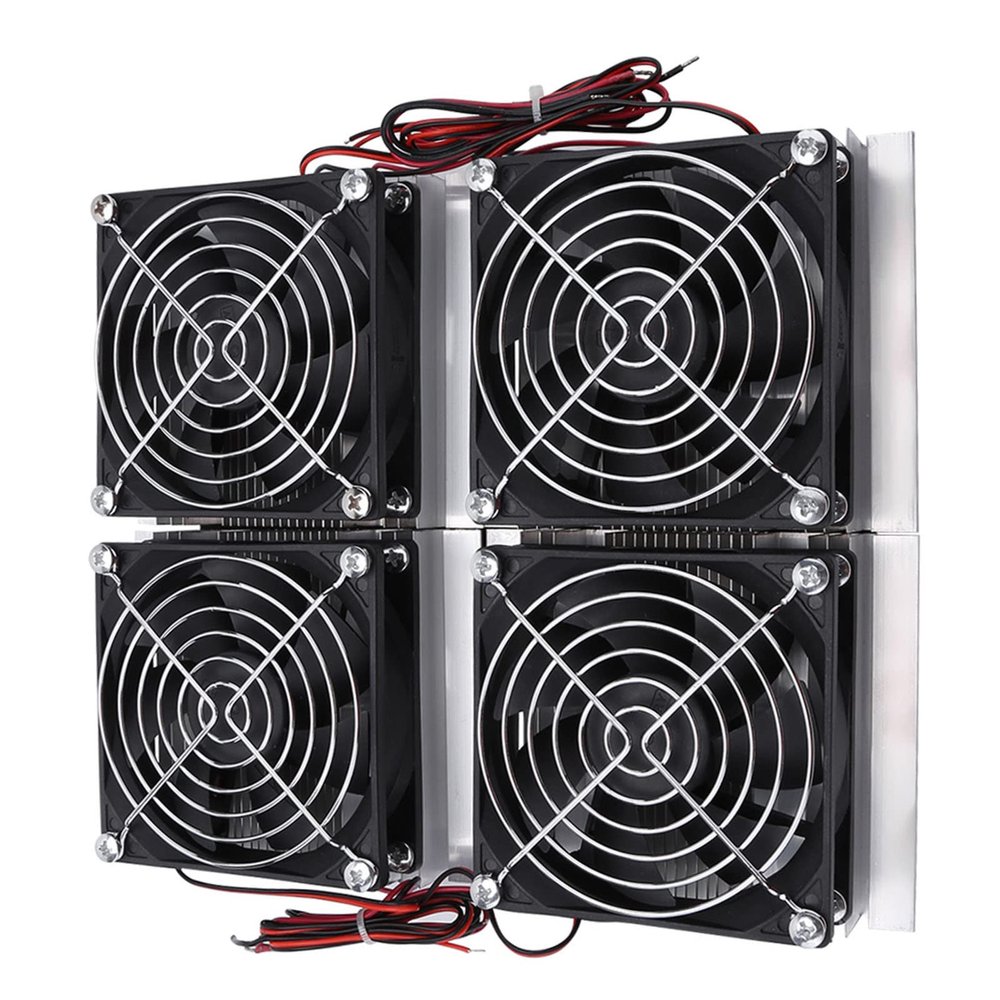 12V 240W Thermoelectric Cooler, Semiconductor Refrigeration Thermoelectric Peltier 4 Chips Cold Plate and 4 Cooling Fans for Cooling Test Bench, Flat Product