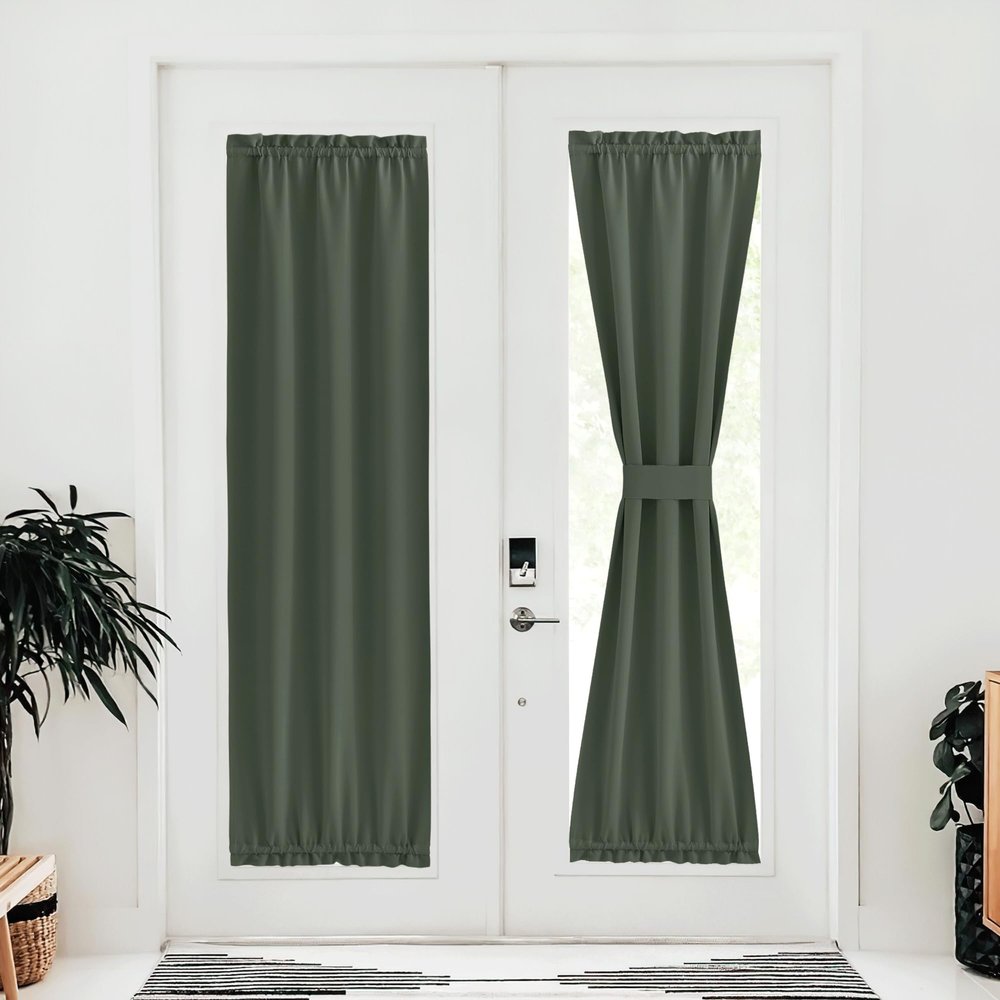 NICETOWN Dark Mallard French Door Curtain for Window Privacy with Tie Back