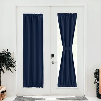 NICETOWN Navy Privacy French Door Curtain for Window Privacy with Tie Back