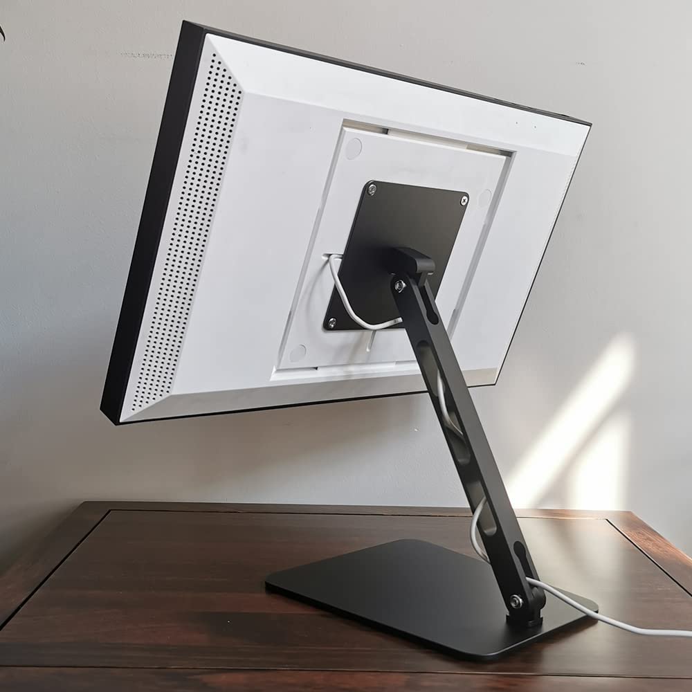Aluminum Swivel & Tilt Stand for Ech_ooo Show 15 & 21, 360 Rotation, 45 Adjustable Angle, Non-Slip Base, Horizontal/Vertical Screen Switch (Black)