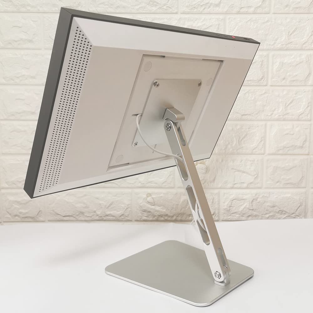 Aluminum Swivel & Tilt Stand for Ech_ooo Show 15 & 21, 360 Rotation, 45 Adjustable Angle, Non-Slip Base, Horizontal/Vertical Screen Switch (Silver)