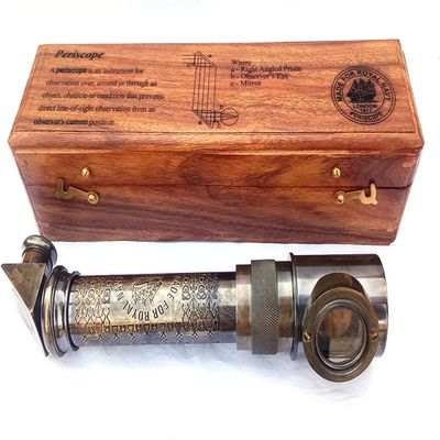 8" Black Antique Solid Brass Periscope, Vintage Marine Unique Design - Made for Royal Navy LONDON-1917, Fully Functional Educational Periscope