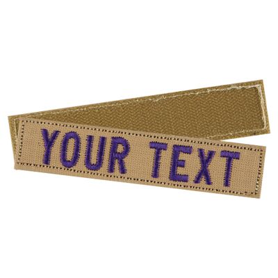 Custom Name Tape Choose Style and Text Color Quantity 1 Hook & Loop Back (Khaki)