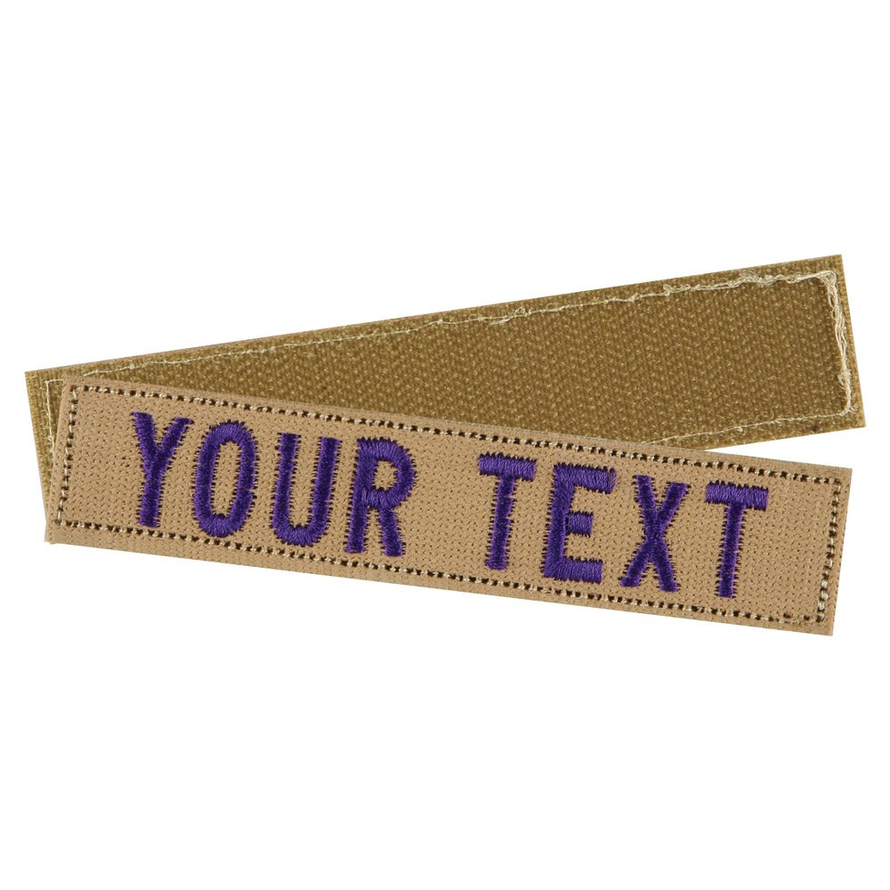 Custom Name Tape Choose Style and Text Color Quantity 1 Hook & Loop Back (Khaki)