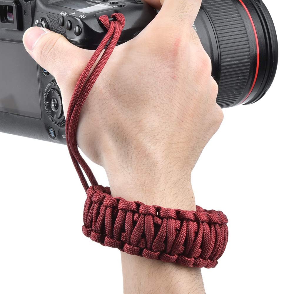 Camera Shoulder Strap Large Size Camera Lanyard Weave Strap Anti Lost Anti Broken Digital Camera Wrist BandBlack (Red)