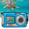Tbest Digital Camera Waterproof,Duel Screen Camera,Underwater Camera 2.7K 48MP 10ft Digital Camera 16X Digital Zoom Front Rear Double Screens Blue view 2