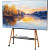VIVO Rolling Artistic 43 to 75 inch LED LCD Screen Mobile Studio TV Easel Stand, Wood Accessory Shelf, Adjustable TV Mount with 4 Walnut Legs, Black Frame, STAND-TV75R view 1