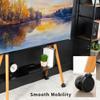 VIVO Rolling Artistic 43 to 75 inch LED LCD Screen Mobile Studio TV Easel Stand, Wood Accessory Shelf, Adjustable TV Mount with 4 Walnut Legs, Black Frame, STAND-TV75R view 3