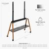 VIVO Rolling Artistic 43 to 75 inch LED LCD Screen Mobile Studio TV Easel Stand, Wood Accessory Shelf, Adjustable TV Mount with 4 Walnut Legs, Black Frame, STAND-TV75R view 4