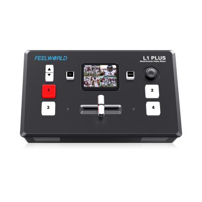 FEELWORLD L1 Plus Multi Camera Video Mixer Switcher, 5.5 inch LCD Touch Screen PTZ Controller Chroma Key 4 HDMI Inputs USB3.0 Output Format, Real Time Production Live Streaming Built in Cooler