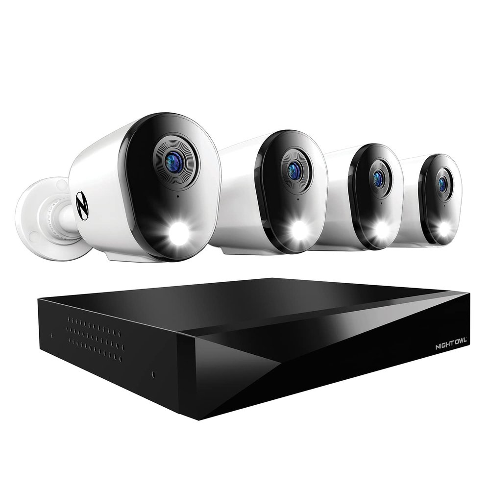 Night Owl 2-Way Audio 12 Channel DVR Video Home Security Camera System with (4) Wired 2K HD Indoor/Outdoor Deterrence Cameras and 2TB Hard Drive (Add up to 4 More Wired and 4 Wi-Fi Cameras) (4 Camera)