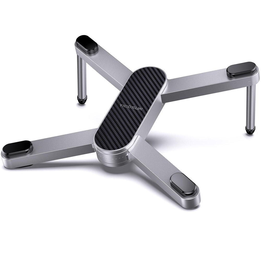 YICOSUN New Concept Laptop Stand - Adjustable Ergonomic Aluminum Riser for MacBook Pro/Air up to 15.6 - Foldable & Portable Computer Stand for Desk, Students, Office, Travel, Gaming - Silver