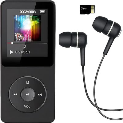 MP3 Player, Music Player with 32GB Micro SD Card, Earphone,Build-in Speaker/Photo/Video Play/FM Radio/Voice Recorder/E-Book Reader, Supports up to 128GB for Kids,Running,Walking