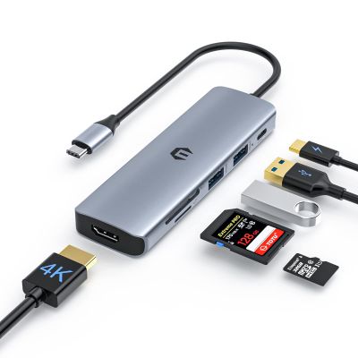 TOTU USB C Hub, 6 in 1 USB C Adapter, USB C Hub Multiport Adapter USB C Dock with 4K HDMI, 2 USB 3.0, 100W PD, SD/TF Card Slot for MacBook Pro/Air and Type C Laptops