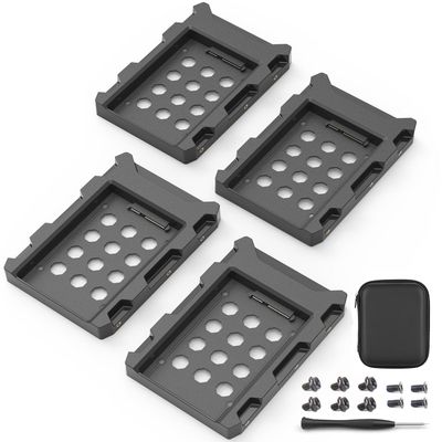 DecorStat 2.5" SSD to 3.5" SATA Hard Disk Drive Adapter ABS SSD Mounting Bracket Kit 4 Pack Internal Drive Bay Converter Hard Drive Caddy Case Tray SSD Holder HDD Cage with Portable Bag Hot Swap Plug