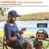 44400mWh/12000mAh Emergency Radio, Hand Crank Portable Solar Radio AM/FM/NOAA Weather Radio with 2 Solar Panels,3 Charging Methods,SOS Alarm,Flashlight,Phone Charger,Compass,Reading Lamp view 4