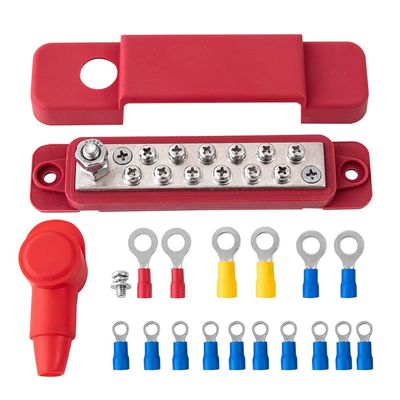 12 Point Busbar Bus Bar Power Distribution Block 180A 12V DC Pair Black Red Bring The Wiring Harness Together and Reasonably STO (Color : Red)