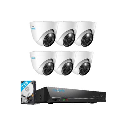 REOLINK 12MP PoE IP Camera Outdoor, 93 Wide Angle Dome Surveillance Cameras for Home Security, Human/Vehicle/Pet Detection, 700lm Color Night Vision, 6XRLC-1224A Bundle1x8ch NVR(2TB HDD)