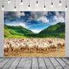 BELECO 10x6.5ft Fabric Rural Pasture Herd of Sheep Backdrop for Photography Green Mountains Alps Highland Sheep Lamb Spring Summer Grazing Background Shepherds Photoshoot Studio Booth Props Wallpaper view 3