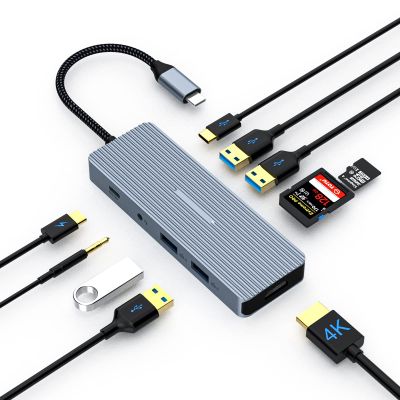 TOTU USB C Hub, Type C Adapter, 10 in 1 MacBook Pro/Air USB C Hub Multiport Adapter with 4K HDMI, 100W PD, USB C 3.0, 2 USB 3.0, 2 USB 2.0, SD/TF Card Reader and 3.5mm Audio