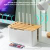 Router Storage Box, Power Strip and Cable Management Hider Rack, Wooden Router Shelf, Modem Router Cover Wood Shelf for Office Desktop Organizer Shelves view 2