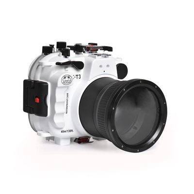 Seafrogs 40M/130FT Underwater Camera housing Waterproof case for Fujifilm X-T3, with Zoom Gears for 16-55mm (White)