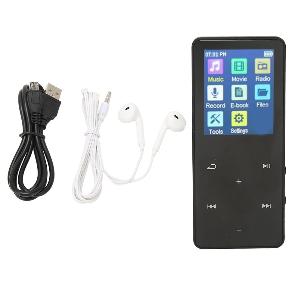 Jectse MP3 Player with Bluetooth, MP3 MP4 Player Portable Music Player with 1.8 inch, HiFi Lossless Sound MP3 Music Player for Running Sport (Black)