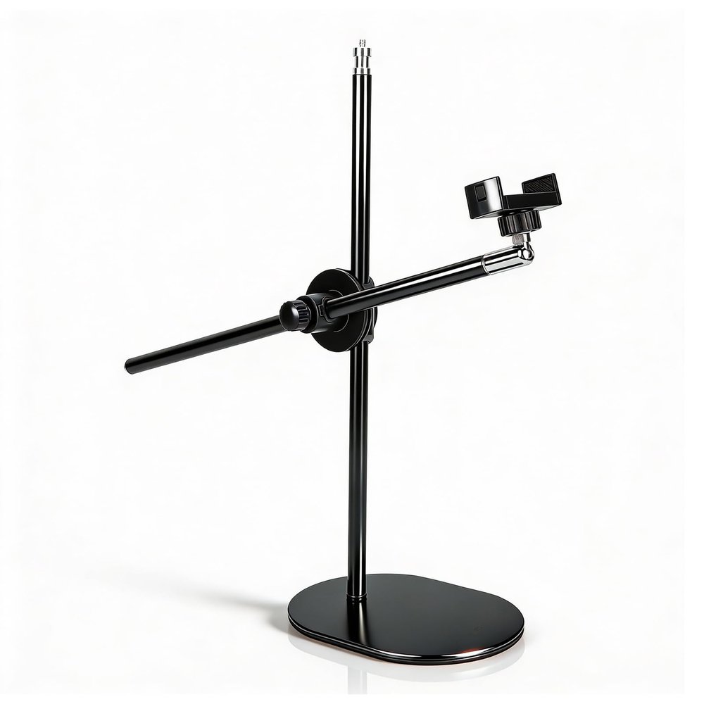 Overhead Phone Mount, Overhead Camera Mount Tripod Stand, Adjustable Phone Arm Stand, Desk Tripod for Video Recording, Live Streaming
