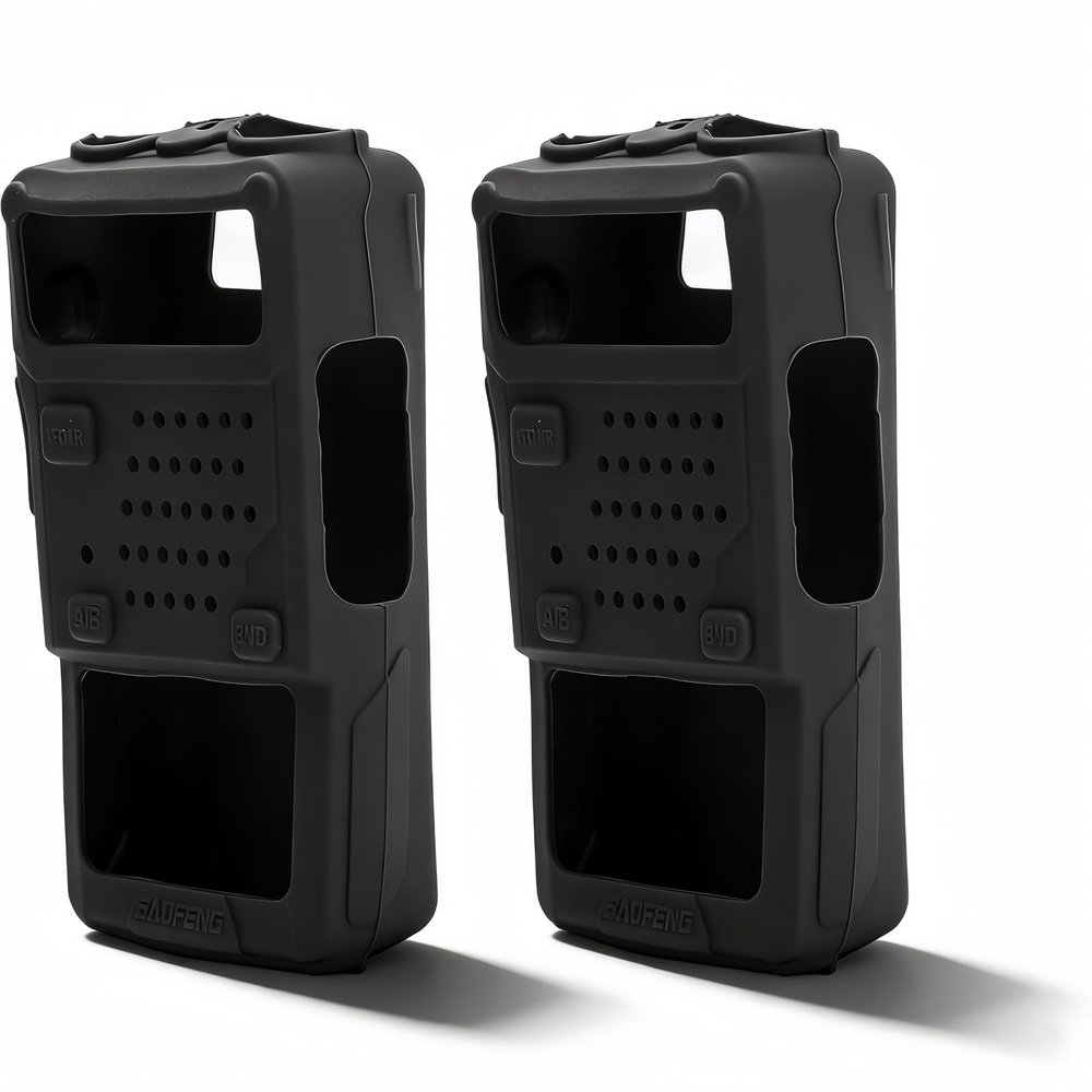 2PCS Mini Walky Talky Silicone Protective Soft Cover TwoWay Radio Protector for UV5R Easy to Install More Convenient Lightweight and Portable (Black)
