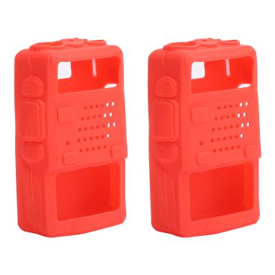 2PCS Mini Talky Silicone Protective Soft Cover TwoWay Radio Protector for UV5R Easy to Install More Convenient Lightweight and Portable (Red)