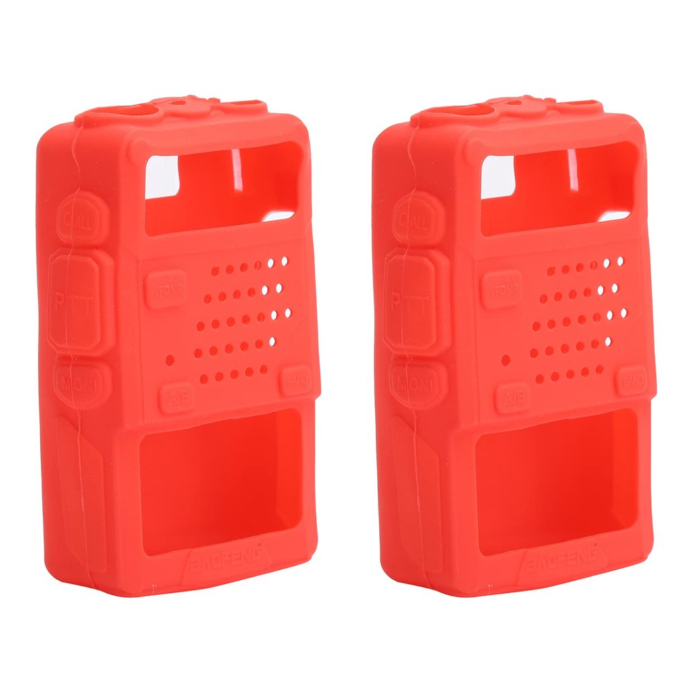2PCS Mini Talky Silicone Protective Soft Cover TwoWay Radio Protector for UV5R Easy to Install More Convenient Lightweight and Portable (Red)