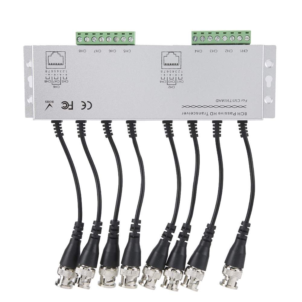 8CH HD BNC Male to UTP Cable Adapter CCTV Passive Video Balun Power Adapter Connector Surveillance System Converter