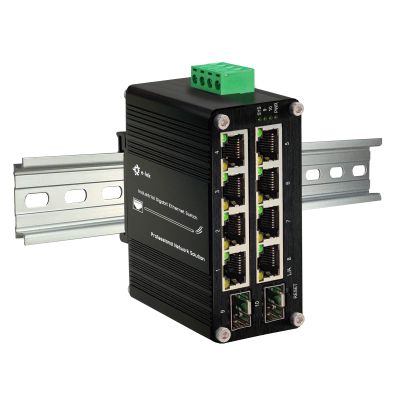 Industrial Gigabit Fiber Switch Web Management Switch with 100/1000M Adaptive Slots Din Rail Small Smart Network Switch Support QOS, VLAN, IGMP -