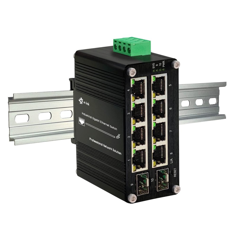 Industrial    Gigabit Fiber Switch Web Management Switch with 100/1000M Adaptive   Slots Din Rail Small Smart Network Switch Support QOS, VLAN, IGMP - 