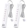 2 Pack Power Strip Surge Protector - 6 Outlets 4 USB Charging Ports, 5Ft Braided Extension Cord, Flat Plug, Overload Protection, Wall Mount for Home Office, Dorm Room Essentials White view 1