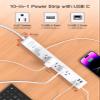 2 Pack Power Strip Surge Protector - 6 Outlets 4 USB Charging Ports, 5Ft Braided Extension Cord, Flat Plug, Overload Protection, Wall Mount for Home Office, Dorm Room Essentials White view 2