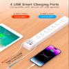 2 Pack Power Strip Surge Protector - 6 Outlets 4 USB Charging Ports, 5Ft Braided Extension Cord, Flat Plug, Overload Protection, Wall Mount for Home Office, Dorm Room Essentials White view 4