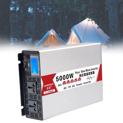5000W,6000W,8000W Pure Sine Wave Power Inverter 12V/24V/48V/60V DC to 110V/220V RV Off Grid Solar System 2AC Power Outlets 1 USB Ports LED Display,5000-24VTO220V