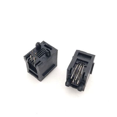 100PCS x RJ11 52-4P4C with Flange 180degree top-Entry PCB Phone Modular Jack Female Telephone Socket LAN Connector