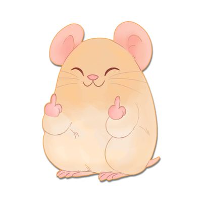 Cute Hamster Middle Finger Sticker - Gag Gift Novelty Funny Decal for Laptop Phones Cars Bumper (3" x 2.2")