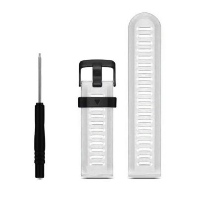 BKUANE 26mm Fashion Outdoor Sport Watchband Strap For Garmin Fenix 7X Fenix3 Silicone Watch With Tools (Color : White, Size : Black Black Clasp)